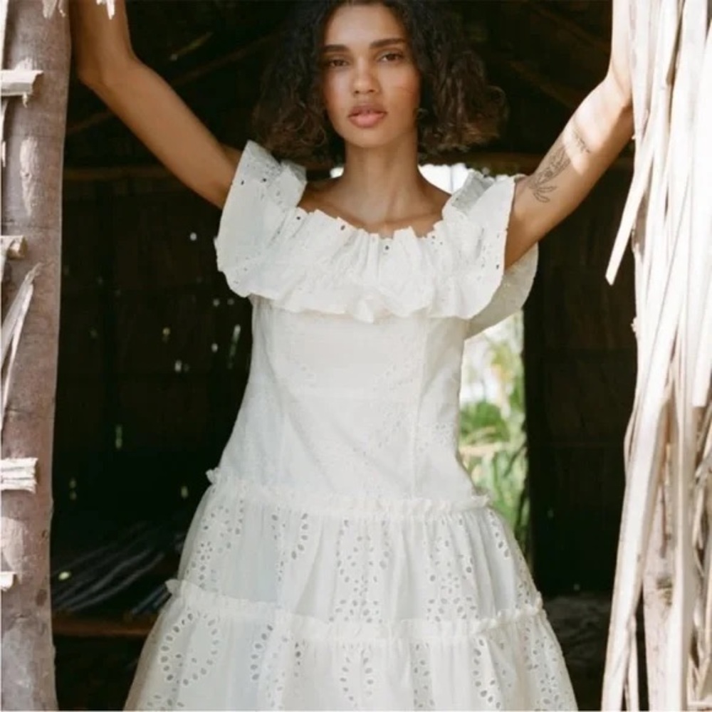 Zara Strapless Mini Dress Embroidered - Picture 2 of 7